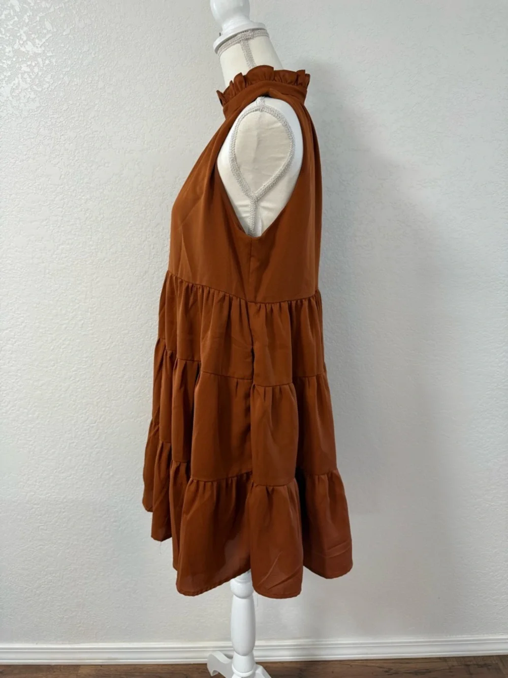 TCEC Brown and Orange Tiered Ruffled Sundress